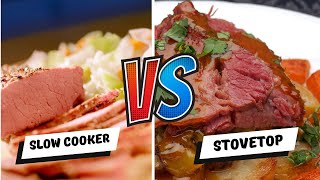 Corned Beef and Cabbage Recipe  Slow Cooker vs Stovetop 1 clear winner [upl. by Spieler]