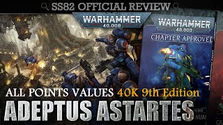 ALL POINTS VALUES Adeptus Astartes WH40K 9th Edition Munitorum Field Manual  Chapter Approved 2020 [upl. by Yenattirb]