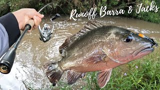 Fishing for Mangrove Jack amp Barramundi in the Freshwater Runoff [upl. by Hteboj690]