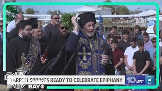 Archbishop blesses sponge docks ahead of Epiphany cross dive in Tarpon Springs [upl. by Irehs876]