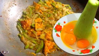 Fried Cucuzza Squash with Eggs Recipe For Breakfast [upl. by Yeffej32]