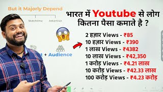 How Much Money YouTube Pay For 1000 views in 2023  Youtube Earning complete Detail In Hindi ￼ [upl. by Burkhardt]