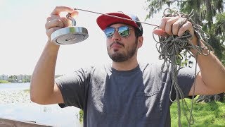 Procurando TESOUROS no Lago com um Imã GIGANTE   PESCA MAGNÉTICA [upl. by Inez]