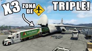 Trailer TRIPLE Saliendo de un AVIÓN en el Aeropuerto de Guadalajara American Truck Simulator [upl. by Ainyt]