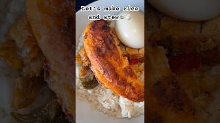 Let’s make rice and stew🍲🍚 viralvideo food riceandstew rice shortvideo boileggs salmon [upl. by Turoff]