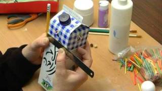 Childrens Crafts Milk Carton Windmill  Milk Carton Windmill Hole for Arms [upl. by Annahc]