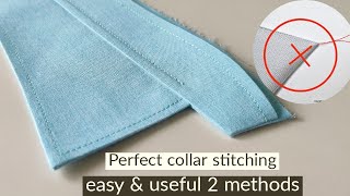 every one tailor 2 useful and simple methods for perfect shirt collar stitching  time save amp simple [upl. by Weig]