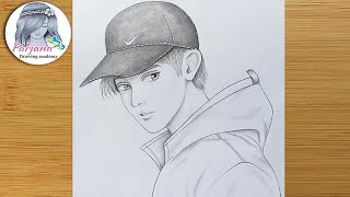 How to draw a boy with Cap for beginners  pencil sketch  Boy Drawing  Erkek nasıl çizilir [upl. by Werdna356]