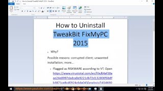 Uninstall TweakBit FixMyPC 2015 Guide [upl. by Roydd]