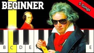 5 Famous Classical Songs  Easy and Slow Piano tutorial  Beginner [upl. by Hajile]