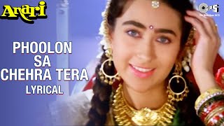 Phoolon Sa Chehra Tera  Audio Lyrical  Venkatesh Karisma Kapoor  Udit Narayan Anari Movie Songs [upl. by Adias100]