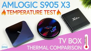 AMLOGIC S905x3 TV BOXEX TEMP TEST  Thermal Comparison  A95X F3  H96 Max X3  X96 Air 2020 [upl. by Donnie508]