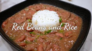 OLD SCHOOL RED BEANS AND RICE WITH SMOKED HAM HOCKS AND SAUSAGE [upl. by Corel]