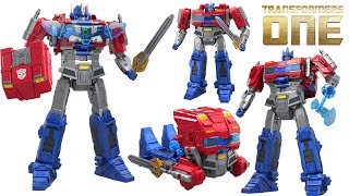 Transformers ONE Power Flip Optimus PrimeOrion Pax 4 different modes with lights and sounds [upl. by Elsy]