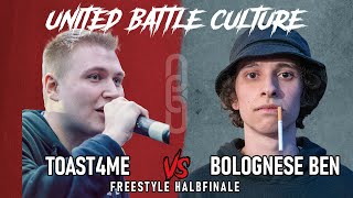 FREESTYLE HALBFINALE  TOAST4ME vs BOLOGNESE BEN  UBC  KICKOFF 040424 [upl. by Marieann]