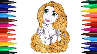 Draw RAPUNZEL from Tangled  Disney Princess  disney disneyjunior art viral tangled rapunzel [upl. by Trela]