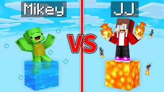 Mikey WATER vs JJ LAVA One Block Survival Battle in Minecraft Maizen [upl. by Mika]