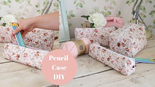 How to sew a zipped pencil casebox pouch Back to school DIY [upl. by Gayn]