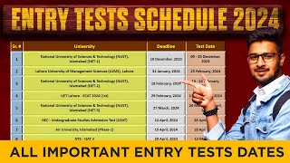 All Entry Tests Schedule 2024  40 Engineering Medical amp University Test Dates [upl. by Airdnekal349]