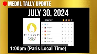 MEDAL TALLY UPDATE  As of July 30 at 100pm Paris Olympics 2024 [upl. by Edmunda]