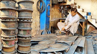 Amazing Technique of Repairing Heavy Duty Truck Tyre Rim Plate From Old Ship Sheets [upl. by Tuckie337]