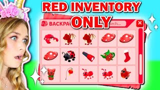 Red INVENTORY ONLY Challenge In Adopt Me Roblox [upl. by Innavoij642]