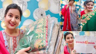 Peachmode Haul  Designer Kurti Set and Sarees Haul  Neemas Corner  Peachmode Shopping Haul [upl. by Akeylah]