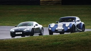 Showdown Aston Martin V8 Vantage S vs Morgan Aero Coupe  CAR and DRIVER [upl. by Kellie683]