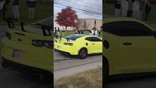 Loud Camaro ZL1 Does a Heavy Acceleration Leaving a Car Show [upl. by Darbee]