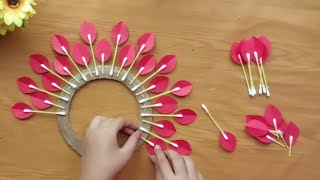 Beautiful Wall Hanging Using Cotton Earbuds Easy Paper Crafts For Home Decoration DIY Wall Hanging [upl. by Eilsil]