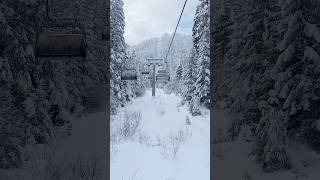 Chairlift views on a snowy day ski skilift skiing bansko powday snowing [upl. by Faustina]