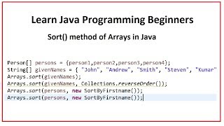 Sorting of an array in java  Sorting array in java using comparator [upl. by Annocahs]