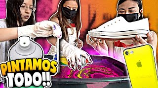 PINTAMOS NUESTROS TENIS con HIDROGRAFIA CASERA 🎨 Vloggeras Fantásticas [upl. by Yrhcaz]