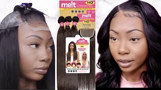 CLOSURE QUICK WEAVE ON NATURAL HAIR FT JANET COLLECTION MELT VIRGIN REMY HAIR [upl. by Uahc970]