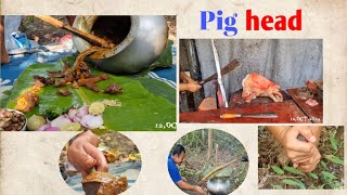 Pork Head recipeOld style manipur❤️ [upl. by Owades]