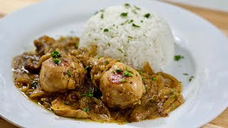 LE POULET YASSA A LA POÊLE 🇸🇳🍗 Recette de poulet aux oignons facile Deli Cuisine🧑🏻‍🍳 [upl. by Ravel]