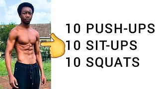 10 pushups 10 situps 10 squats daily [upl. by Evette699]