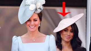 How Meghan amp Kate perfectly curtsy to the Queen on the balcony of Buckingham Palace [upl. by Hasin809]