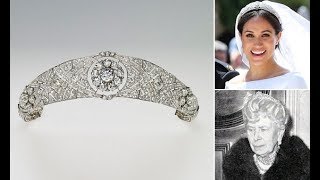 Meghan Markle tiara wedding Meghans sparkling tiara is Queen Marys Diamond Bandeau [upl. by Euqitsym]