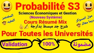 Probabilité S3  Cours Résumé Mix ✍️Chapitre 1  2  3  4   Pour Toutes les Universités au Maroc [upl. by Innig]