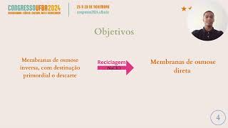 Reciclagem de membranas de osmose inversa para aplicação na osmose direta [upl. by Derna]