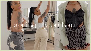 nasty gal spring try on haul 👼🏽 [upl. by Willetta]