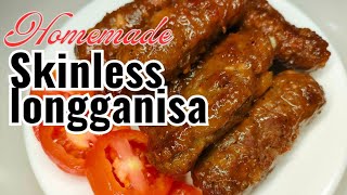 HOW TO MAKE SKINLESS SWEET PORK LONGGANISA  HOMEMADE GARLIC LONGGANISA  SKINLESS LONGGANISA [upl. by Joed720]