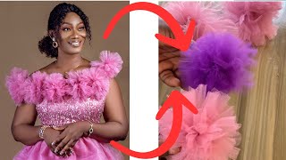 HOW TO MAKE TULLE POMPOMTURN SIMPLE TO STUNNING😍 [upl. by Krm]