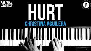 Christina Aguilera  Hurt Karaoke SLOWER Acoustic Piano Instrumental Cover Lyrics LOWER KEY [upl. by Roice540]