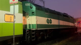 Horn Salute GO E3923 Departing Kitchener GO Station Kitchener Ontario Canada December 28 2023 [upl. by Sybil]