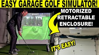 Ultimate Garage Golf Simulator Setup Gtrak Retractable Golf Screen Review [upl. by Sanfred]