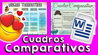 🌸COMO HACER CUADROS COMPARATIVOS BONITOS EN WORD💟 CUADROS COMPARATIVOS CREATIVOS WORD🌸FACIL 2024 [upl. by Killion914]