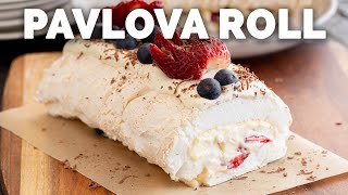 The BEST Pavlova Roll – Easy Meringue Roulade with Berries amp Whipped Cream [upl. by Tammy]