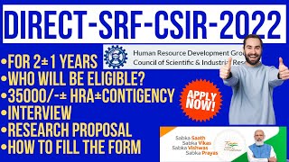 PhDDirect SRFCSIR2022 35000HRAContingency Grant [upl. by Nahsaj6]